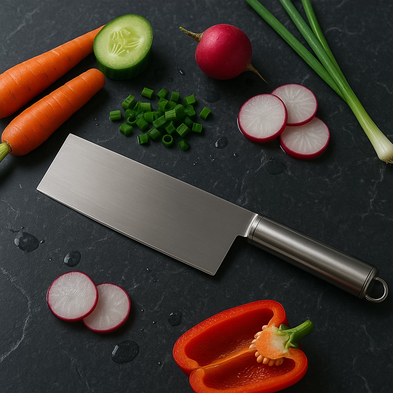 Professional-grade Stainless Steel Vegetable Cleaver Knife 1 Pc Wukusy