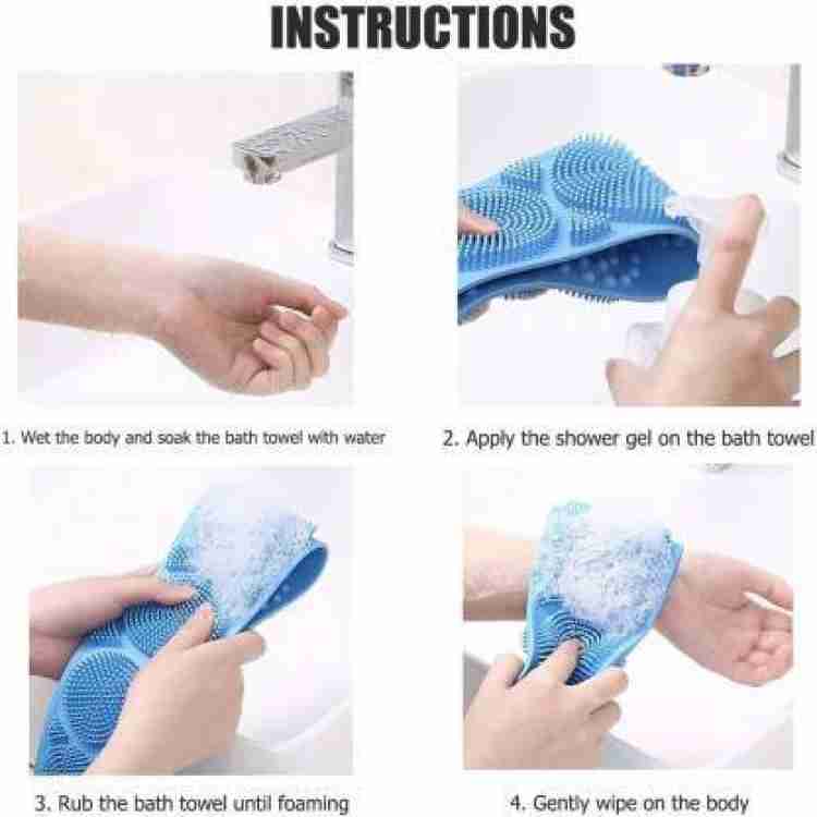 7275 Silicone Body Back Scrubber Double Side Bathing Brush For Skin Deep Cleaning Wukusy