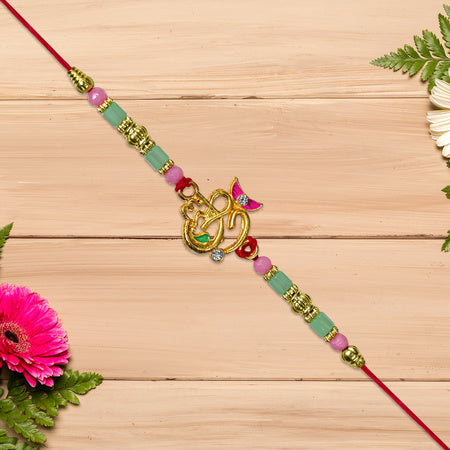 Om Moon Rakhi With Colorful Beads And Stones Wukusy