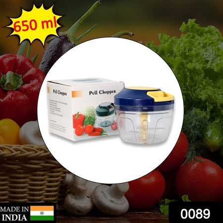 0089 Chopper With 4 Blades For Effortlessly Chopping Vegetables And Fruits For Your Kitchen (650ml) Wukusy