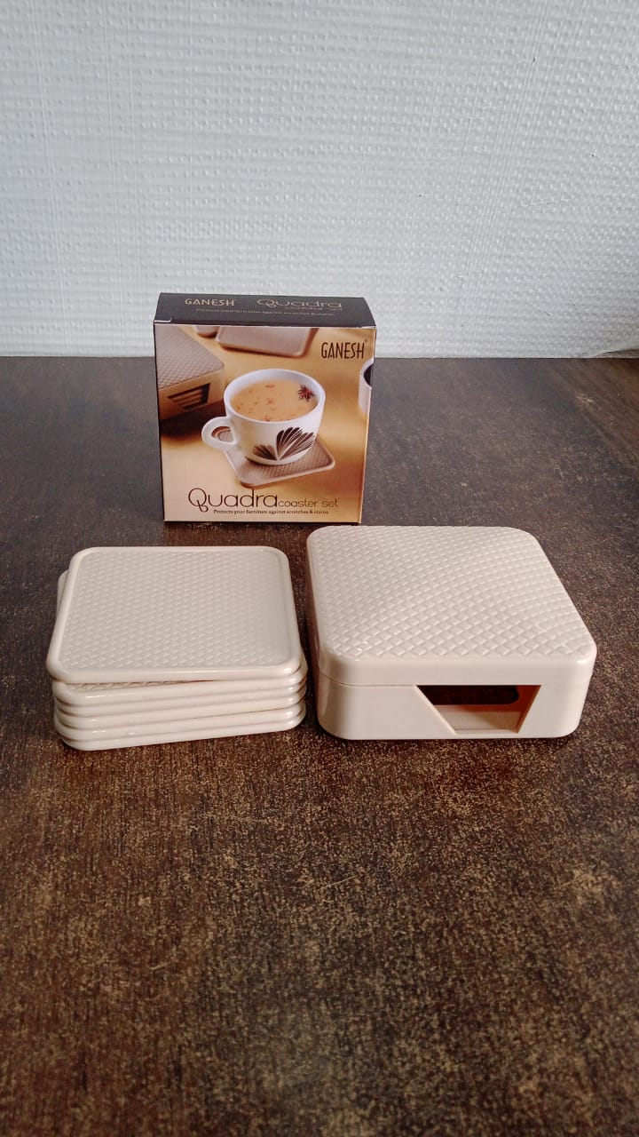 Ganesh Premium Square Coasters With Storage Box (6 Pc  Set) Wukusy