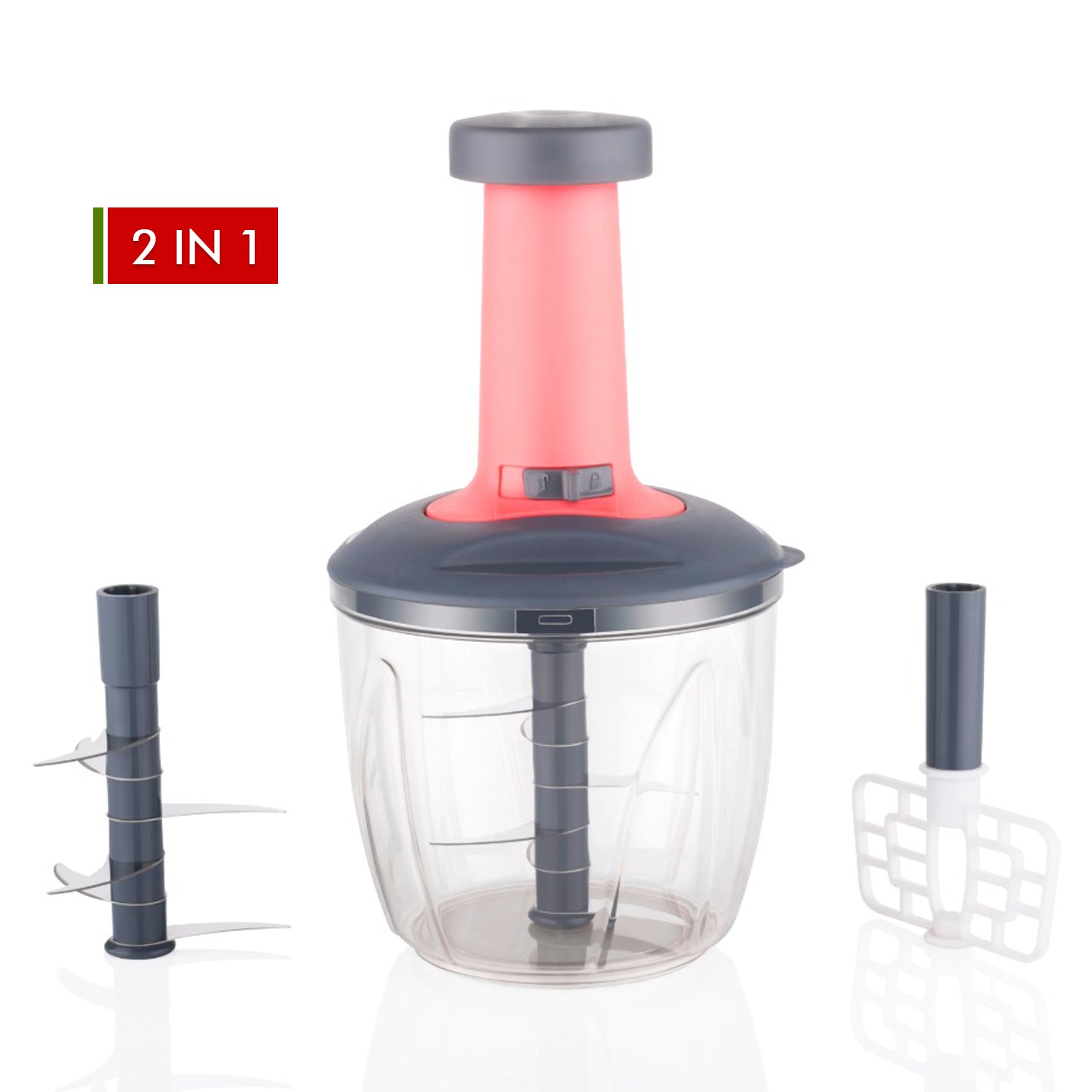 5368 1100 Ml 2 In 1 Push Up Chopper With Blender Affixed With 6 Sharp Blade  Vegetable And Fruit Cutter With Easy Push And Chop Button Wukusy