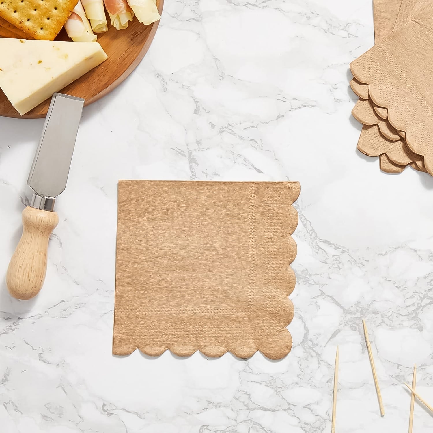 Disposable Scalloped Edge Tissue Napkins Set (120 Pc) Wukusy