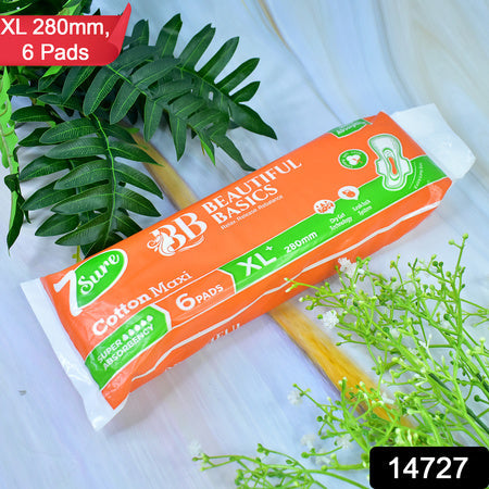 Beautiful Basics Orange Cotton Maxi Sanitary Pads Xl+ 280mm Pack Of 6 Pads Wukusy