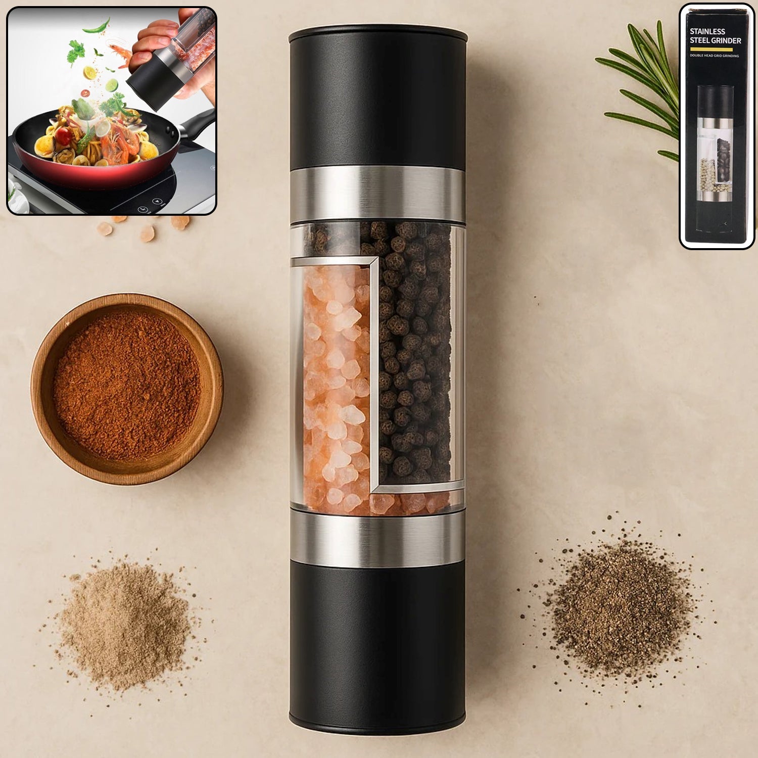 2-in-1 Stainless Steel Salt And Pepper Grinder Wukusy