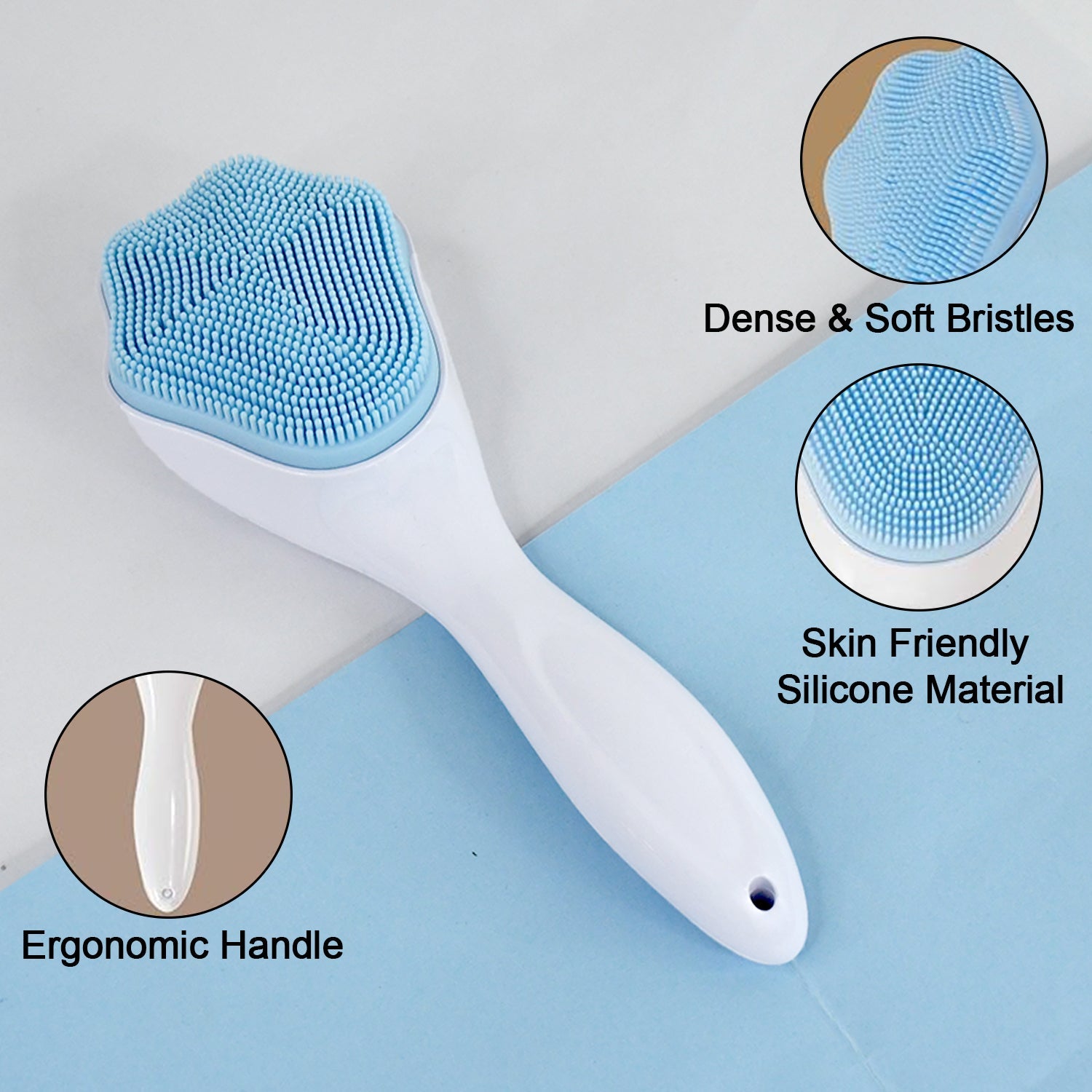Silicone Face Scrubber Exfoliating Brush Manual Handheld Facial Cleansing Brush (1 Pc) Wukusy