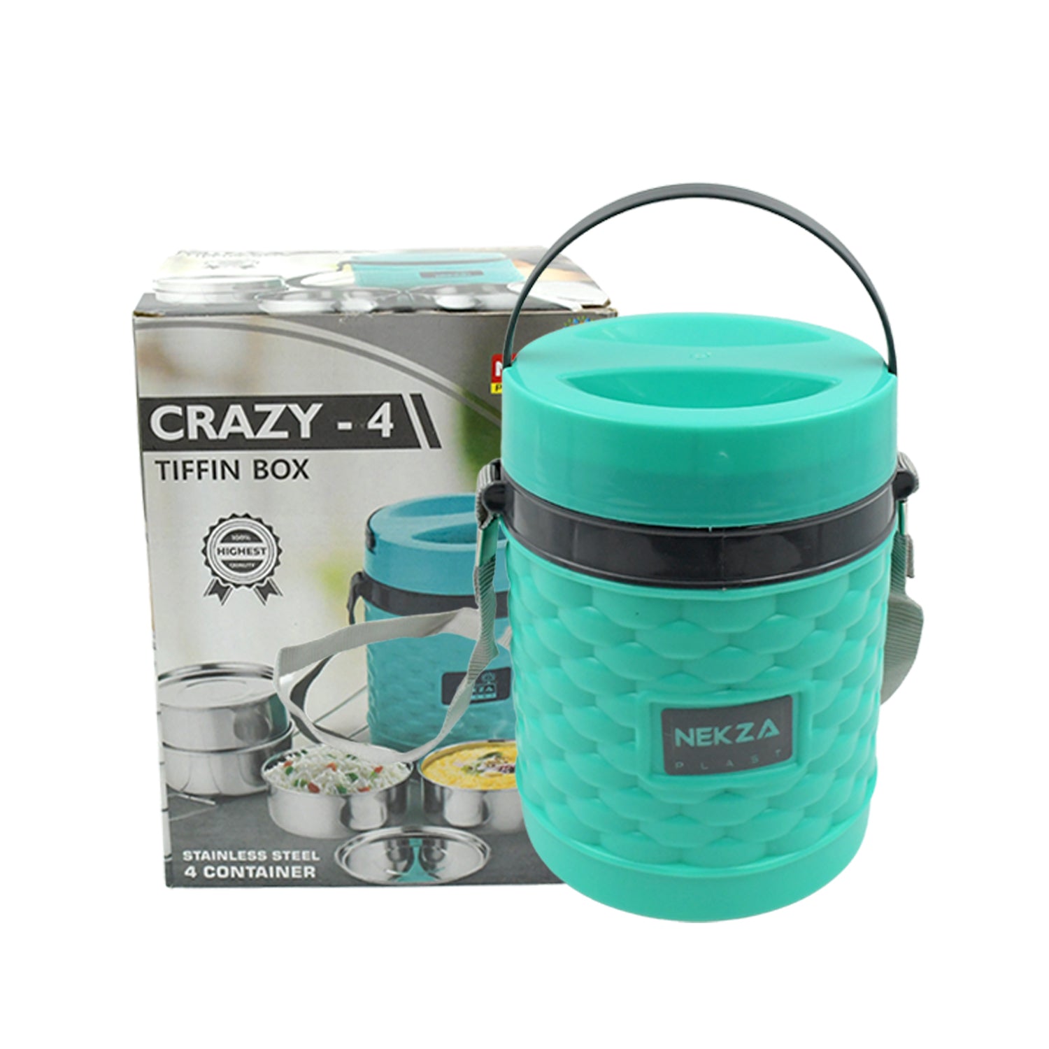 2364 Double Wall Insulated Stainless Steel Tiffin 4 Compartment Lunch Box With Handle Stackable Stainless Steel Lunch Box  Bpa Free  Leakproofdabba For Office Home Shool Hot Outer Plastic Tiffin Box Set (1 Pc 4 Compartment) Wukusy