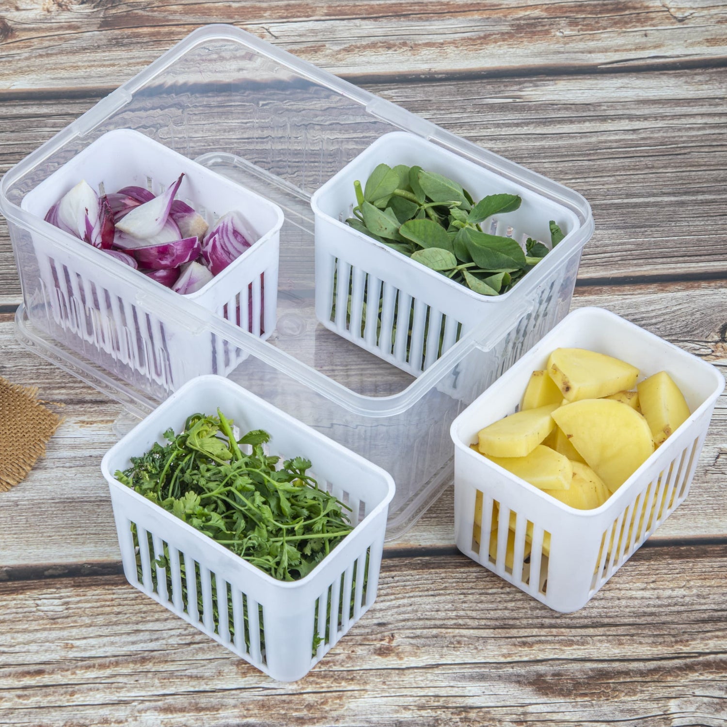 Fridge Storage Boxes Freezer Storage Containers Container For Kitchen Storage Set Storage In Kitchen Vegetable Storage Draining Crisper Refrigerator Food Box (1 Pc) Wukusy