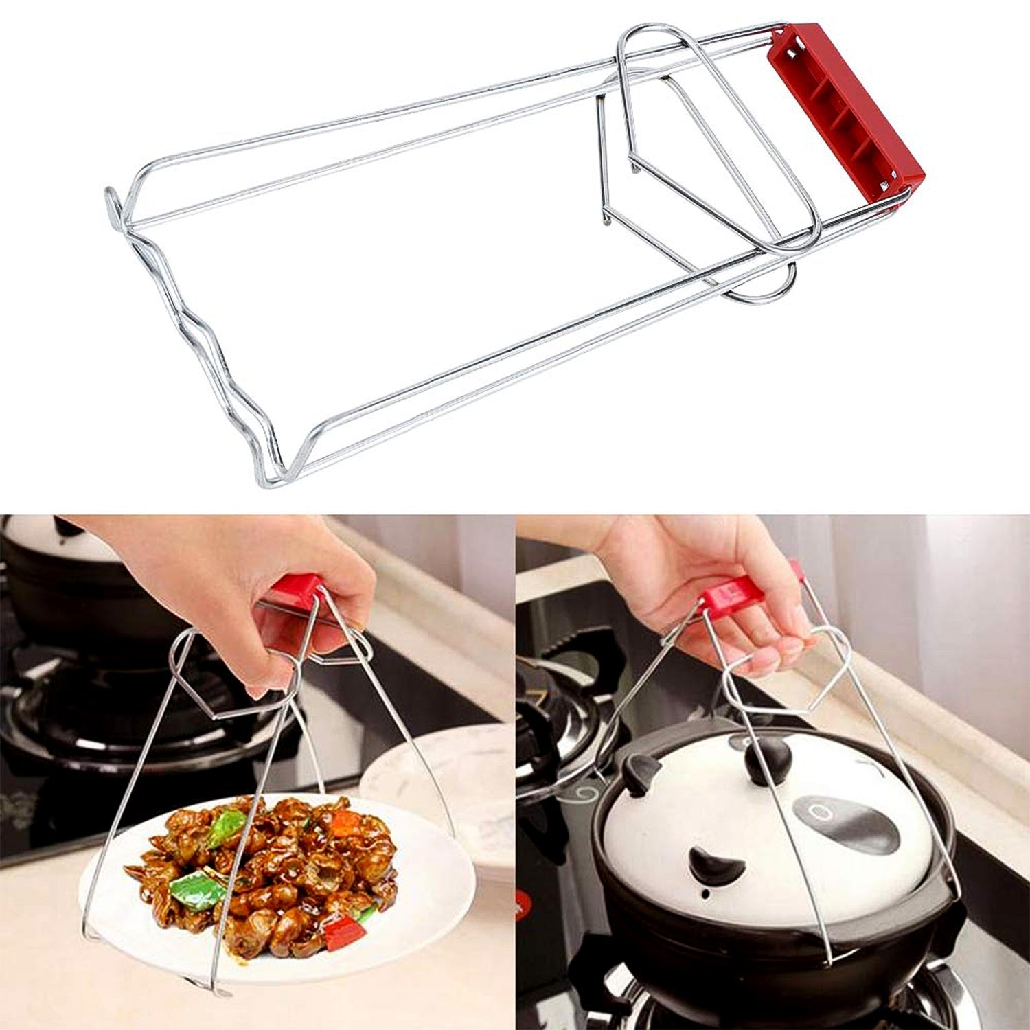Heavy-duty Stainless Steel Kitchen Dish Plate Bowl Vessel Gripper Tong (1 Pc) Wukusy