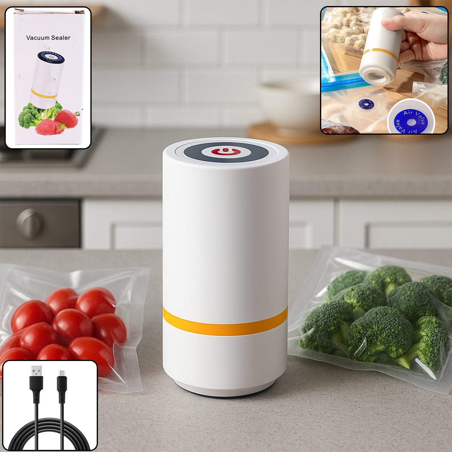 Portable Usb Rechargeable Vacuum Sealer Machine (1 Pc) Wukusy