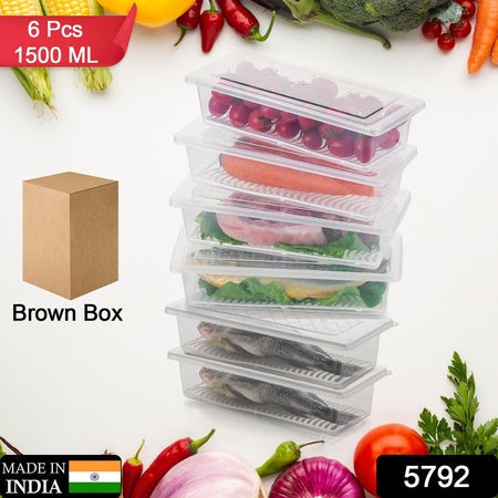Vegetables  Fruits Freezer Storage Container (Pack Of 6pc 1500ml) Wukusy