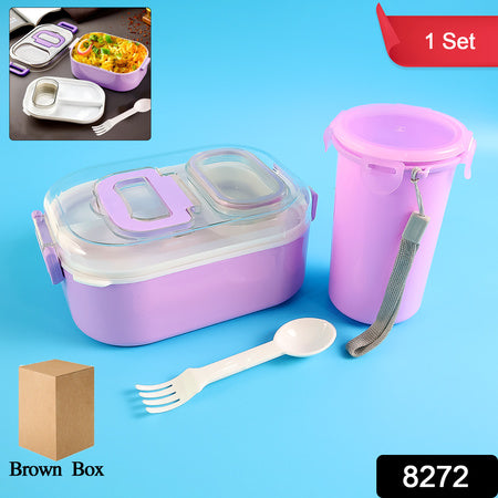 Multi-functional 1 Set Leakproof Lunch Box With Cutlery  Tumbler Wukusy