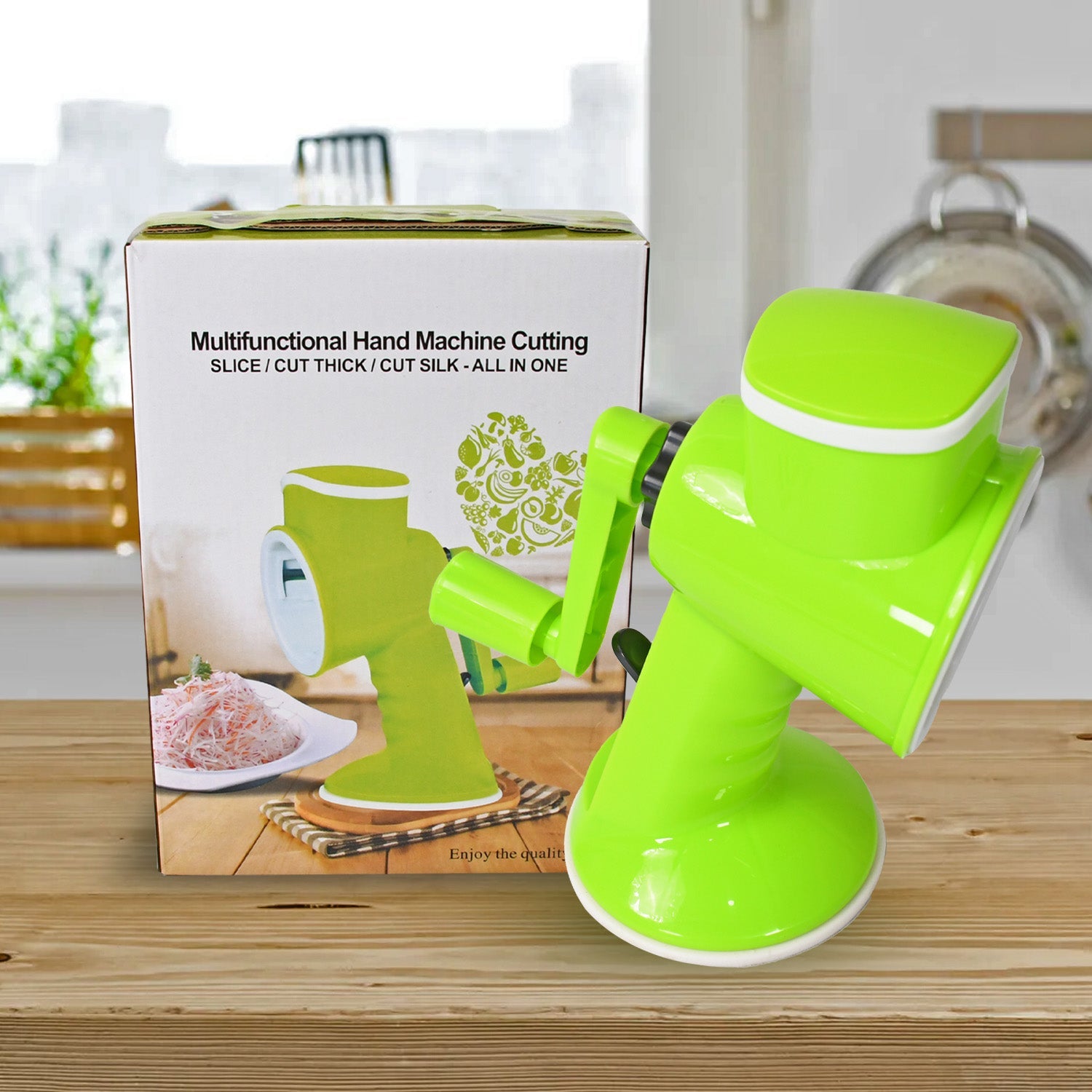 8247 6 In 1 Multi Functional Vegetable Cutter  Slicer Hand Machine Cutting Slice Cut Thick Cut Silk All In One Vegetable Chopper Cutter  Slicing Cutter Barrel - Vegetable Grater With 6 Removable Blades Wukusy