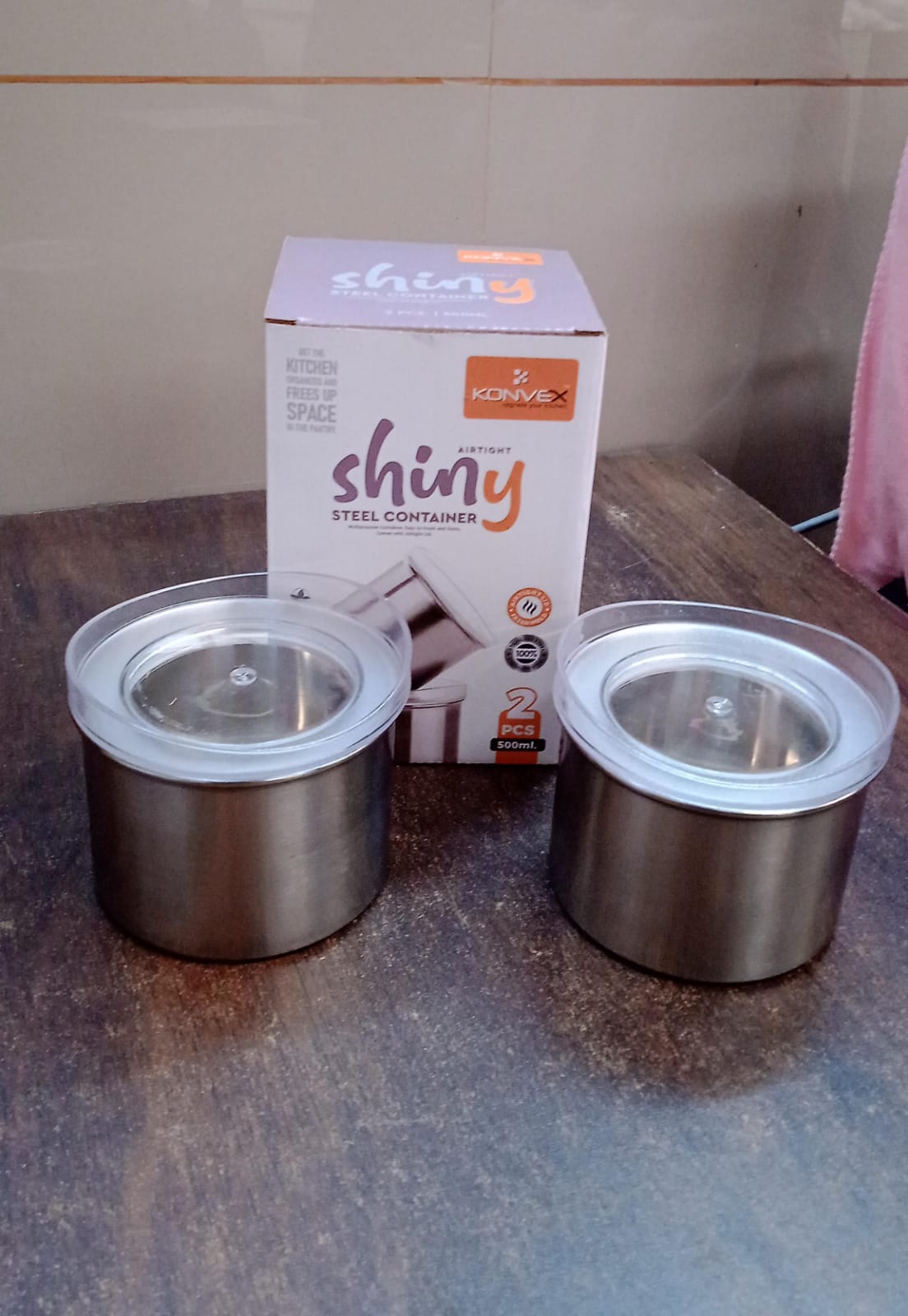 Multipurpose Stainless Steel Airtight Containers With See Through Lid (2 Pc  500 Ml) Wukusy