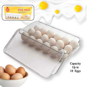 Plastic 18 Cavity Egg Storage Box Or Egg Trays For Refrigerator With Lid  Handles High Quality Rectangular Egg Tray Box For 18 Egg (1 Pc) Wukusy