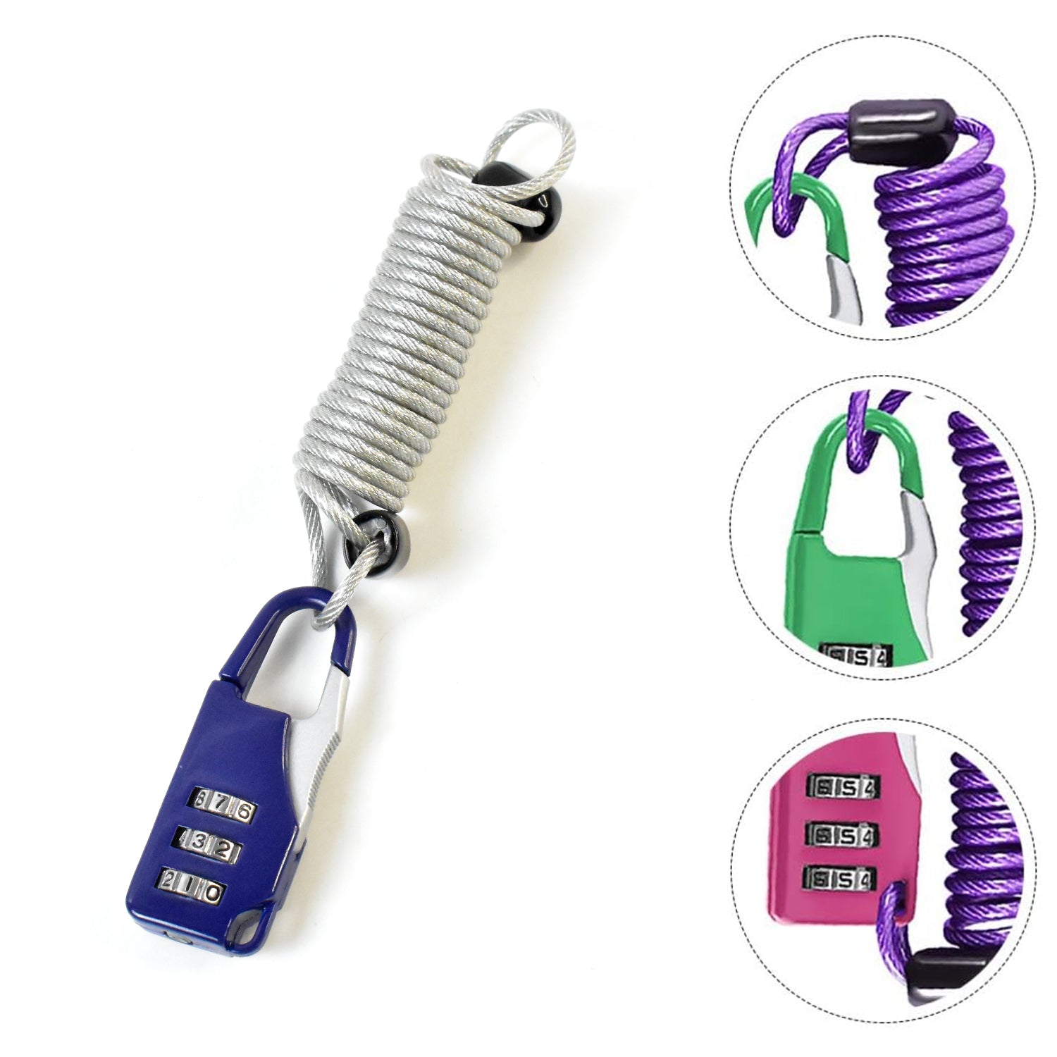 Anti-theft Dial Lock Padlock 3-digit Built-in Wire (1 Pc) Wukusy