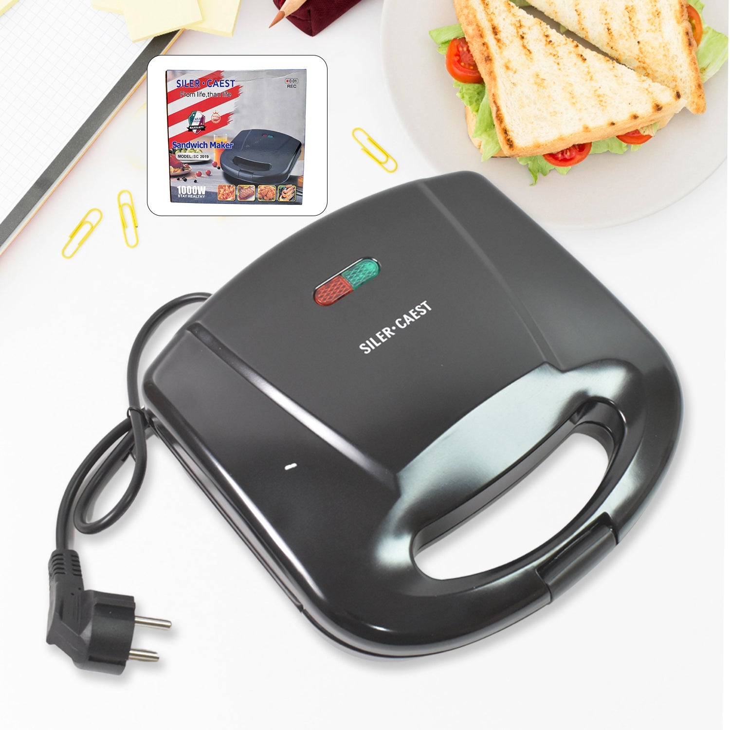 2818 Sandwich Maker Makes Sandwich Non-stick Plates Easy To Use With Indicator Lights Wukusy