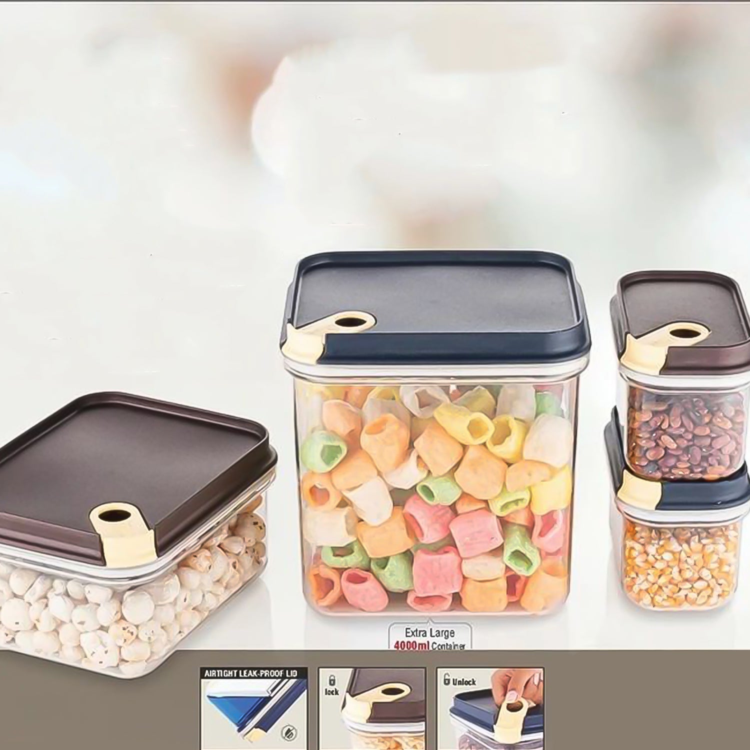 Ritu Push N Lock Airtight Food Storage Container Set (4 Pc) Wukusy