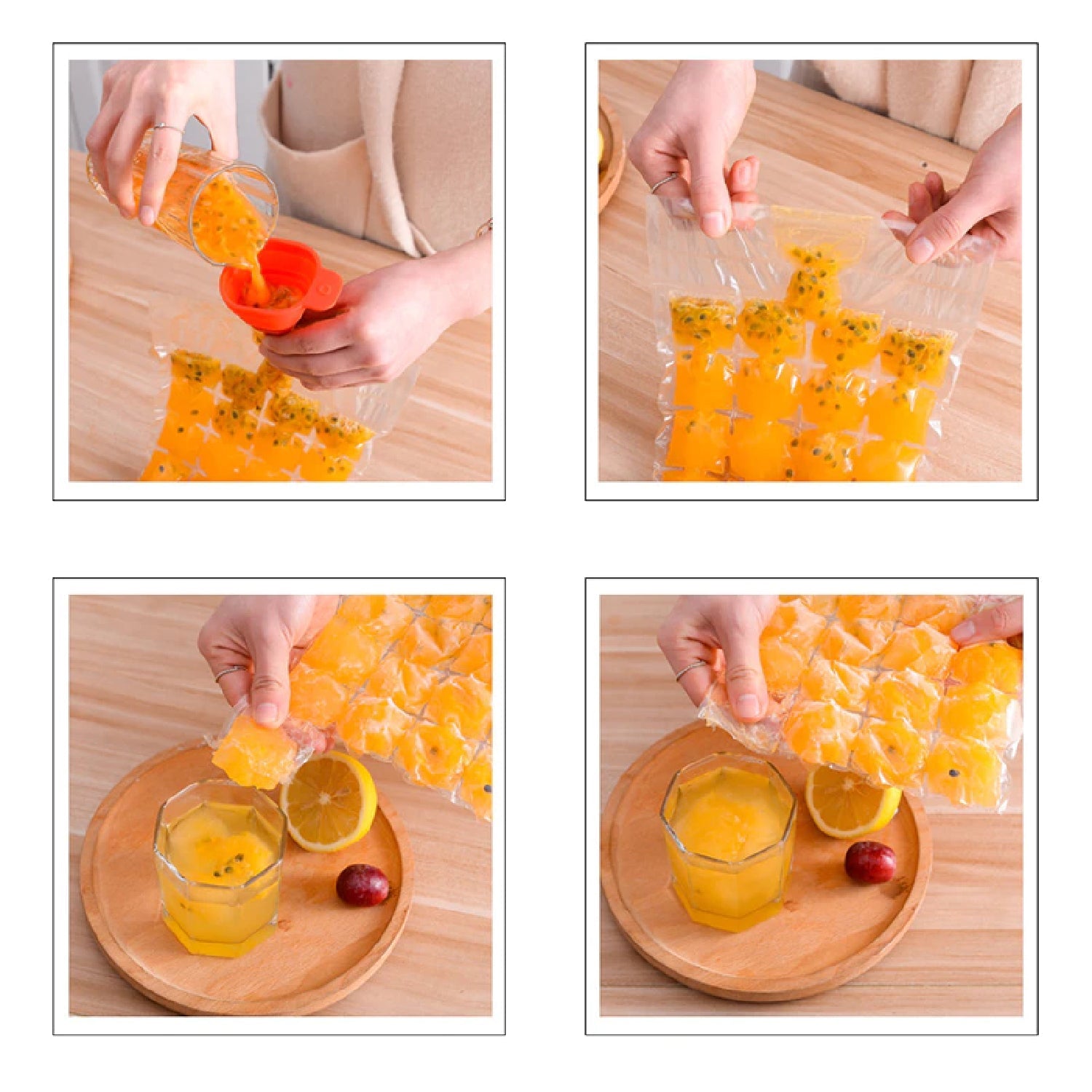 2905 Disposable Ice Cube Bags Stackable Easy Release Ice Cube Mold Trays Self-seal Freezing Makercold Ice Pack Cooler Bag For Cocktail Food Wine Wukusy