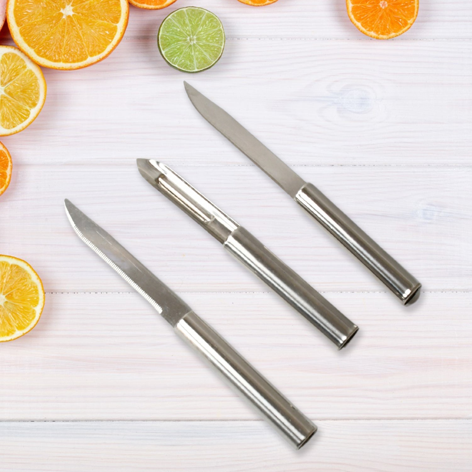 8243 Stainless Steel Multipurpose Sharp Cutting Knife With Non-slip Handle For Fruit Meat And Vegetable Chopping (Pack Of 3) Wukusy