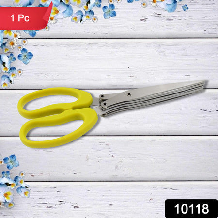 Multifunction Vegetable Stainless Steel Herbs Scissor With 5 Blades (1 Pc) Wukusy