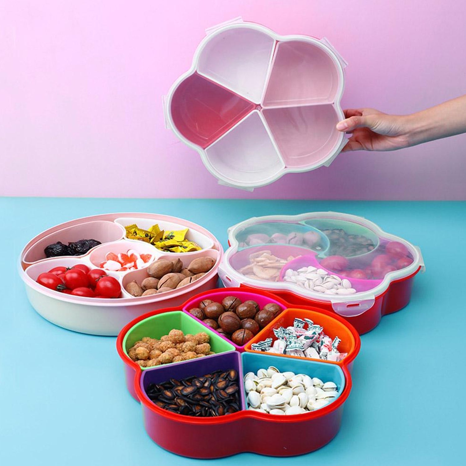 2863 5compartments Party Food Storage Snack Nuts Box For Peanuts Fruits And Candy Box For Home  Kitchen Use Wukusy