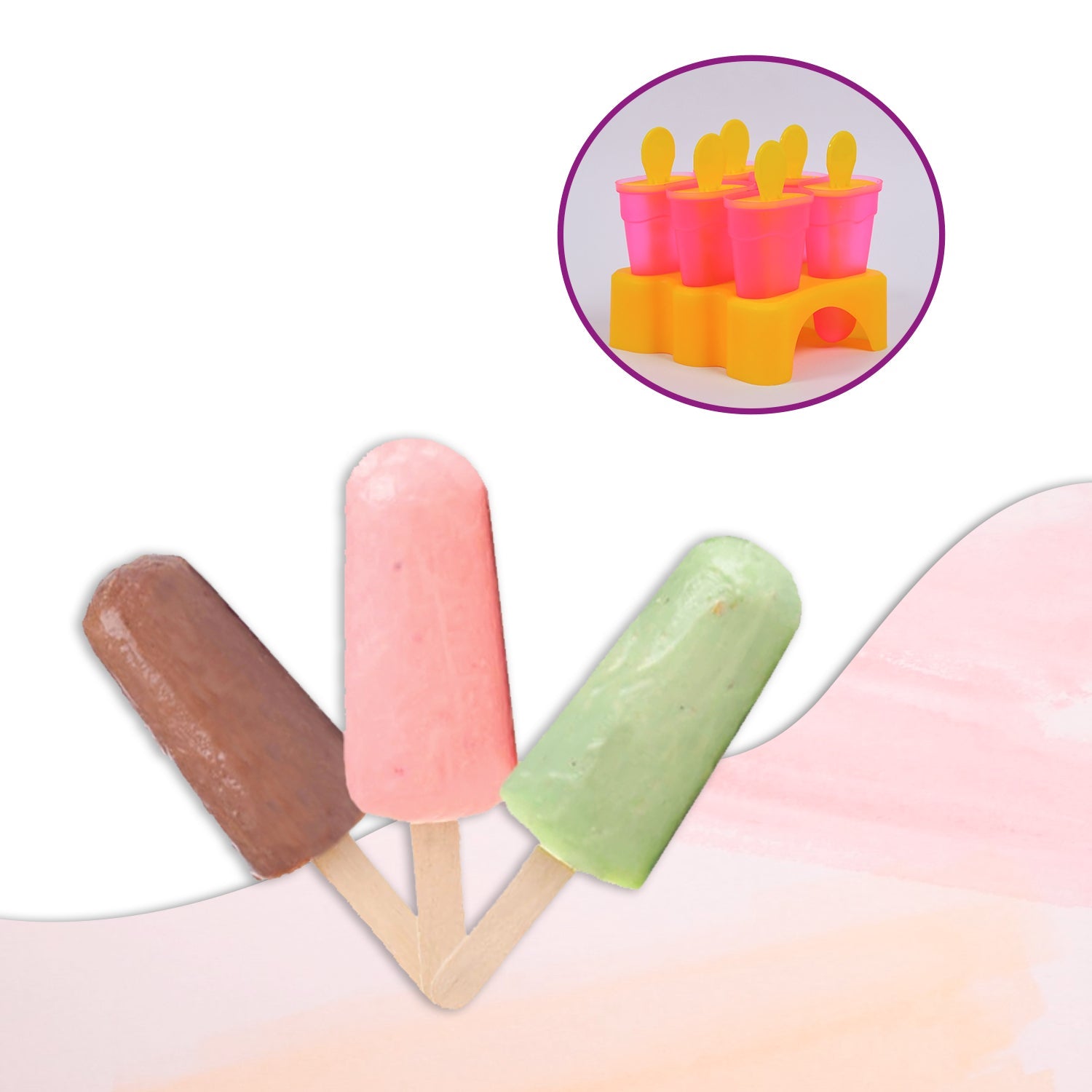 2261 Kulfi Maker Moulds Set Plastic Homemade Kulfi Mould 6pcs Set For Freezer Use Wukusy