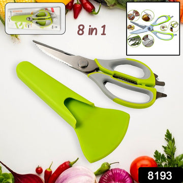 8193 Multi-purpose Kitchen Shears With Magnetic Holder Stainless Steel Red Multifunction Heavy Duty And Kitchen Scissors Wukusy
