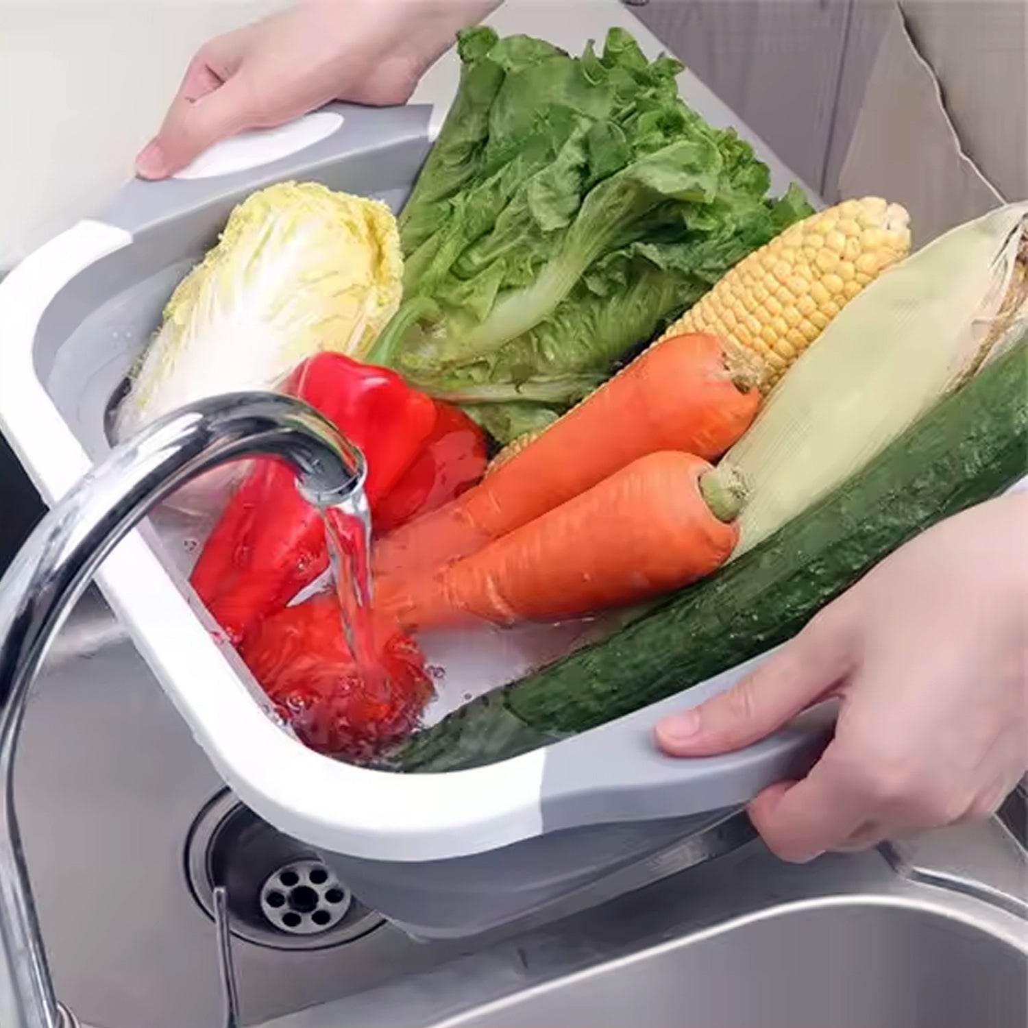 0098a Collapsible Cutting Board With Dish Tub Basket Wukusy