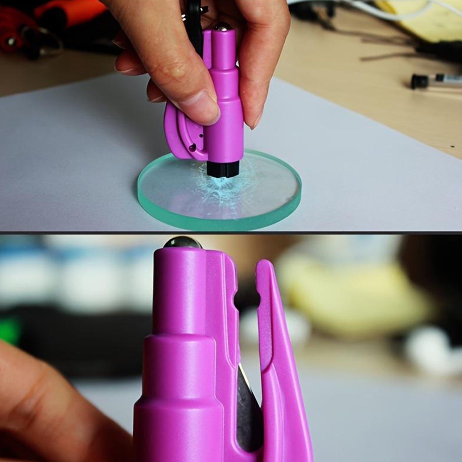 8761 2 In 1 Emergency Safety Cutter With Key Chain Small Portable Handy Emergency Safely Glass Breaking  Seat Belt Cutting Keychain Tool Wukusy