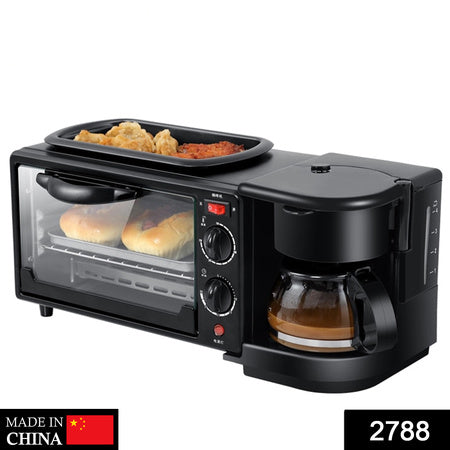 2788 3 In 1 Breakfast Maker Portable Toaster Oven Grill Pan  Coffee Maker Full Breakfast Ready At One Go Wukusy