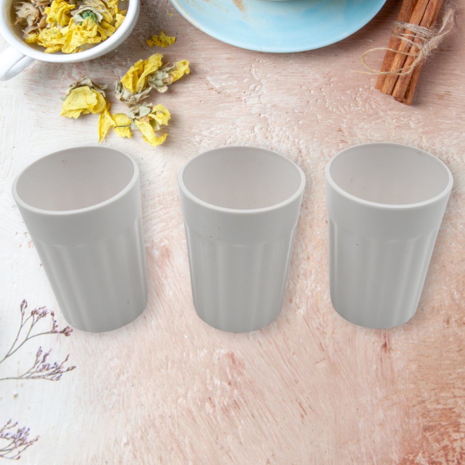 5719 Small Plastic Coffee  Tea Cups Reusable Plastic Cup Mug Lightweight Microwavable Dishwasher Safe Unbreakable Camping Coffee Mugs For Tea Milk Water Juice Tea (3 Pcs Set) Wukusy