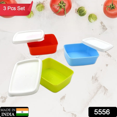5556 Plastic Airtight Containers Set Small Plastic Container Set Rectangular Plastic Food Pickle Fridge Containers Multicolor Kitchen Storage Container (3 Pcs Set) Wukusy