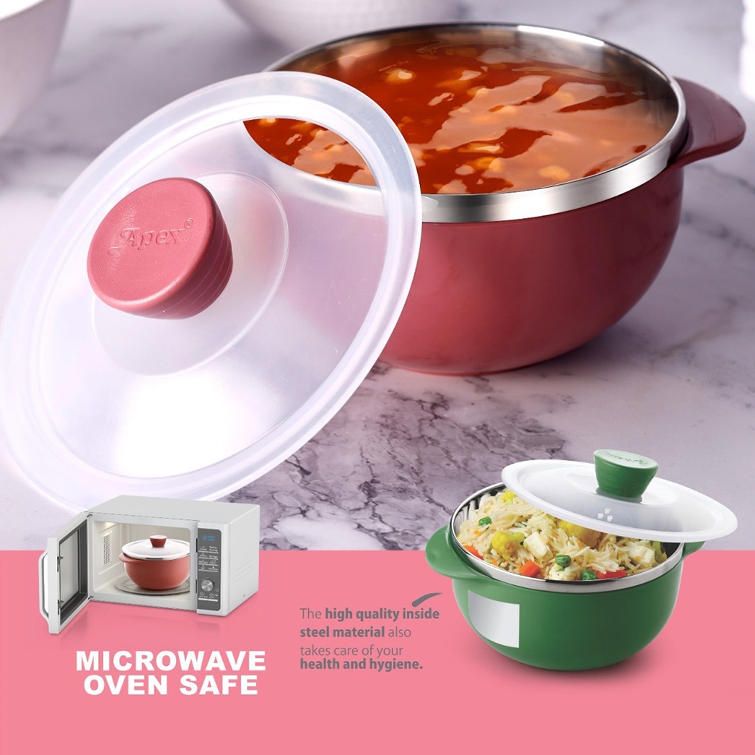 Apex Premium Plastic Serving Bowl Set With Lids (2 Pc) Wukusy