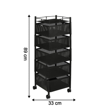 5 Layer Multipurpose Kitchen Storage Trolley With Wheels
