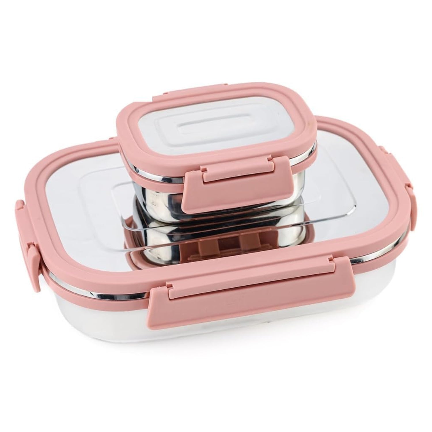 Premium Stainless Steel Leak Proof Air Tight Lunch Boxes (900ml+200ml Approx  2 Pc Set) Wukusy