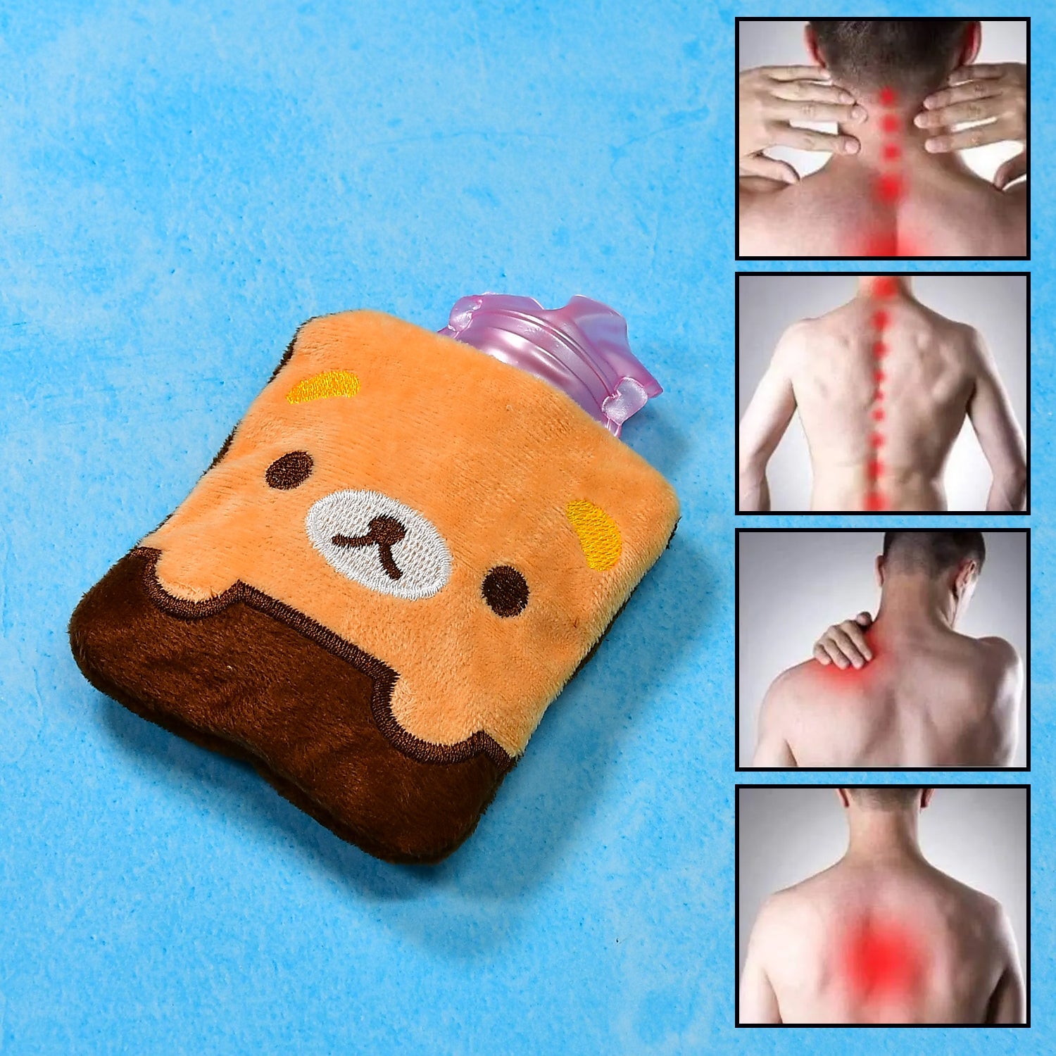 6527 Brown Panda Print Small Hot Water Bag With Cover For Pain Relief Neck Shoulder Pain And Hand Feet Warmer Menstrual Cramps. Wukusy