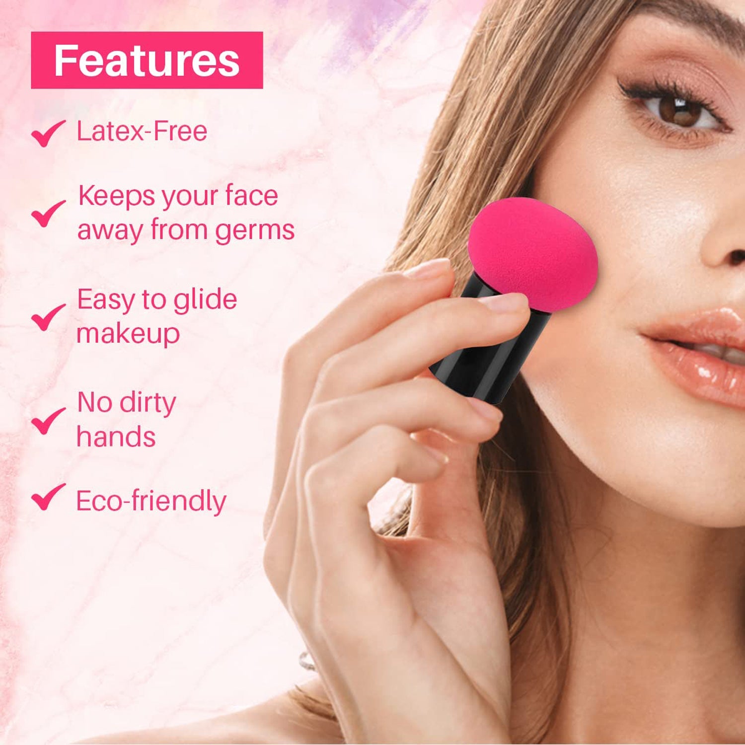 Professional Makeup Sponge Puff With Handle (1 Pc) Wukusy