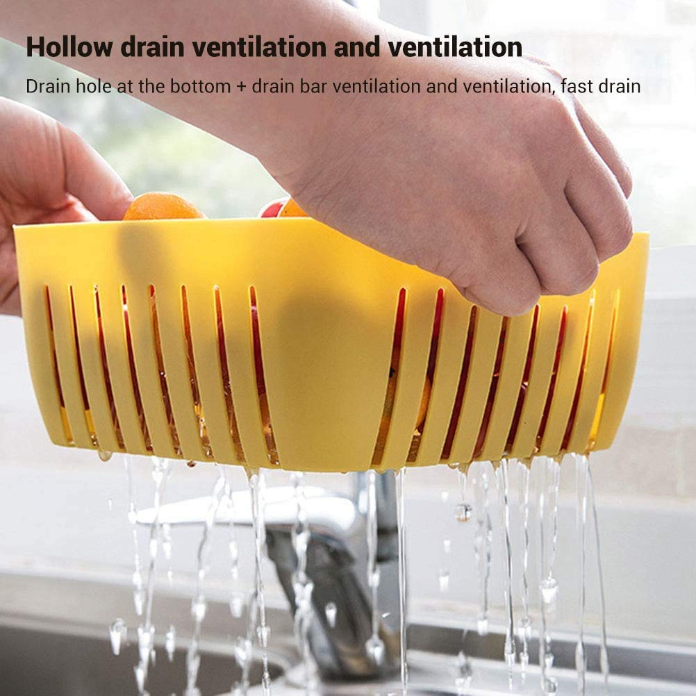 2355 Double Layer Food Drainer Washing Basket With Collapsible Strainers Colander Wukusy