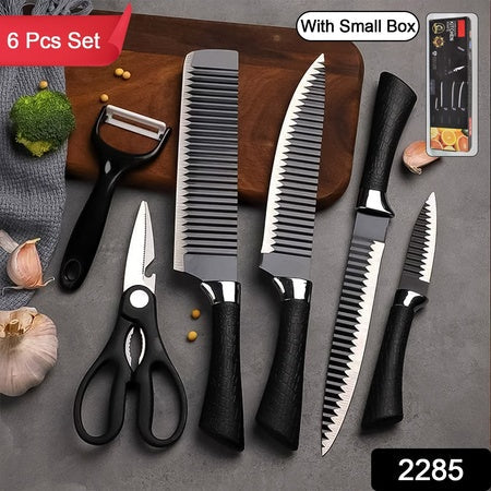 2285 Stainless Steel Knife Set With Chef Peeler And Scissor (6 Pieces) Wukusy