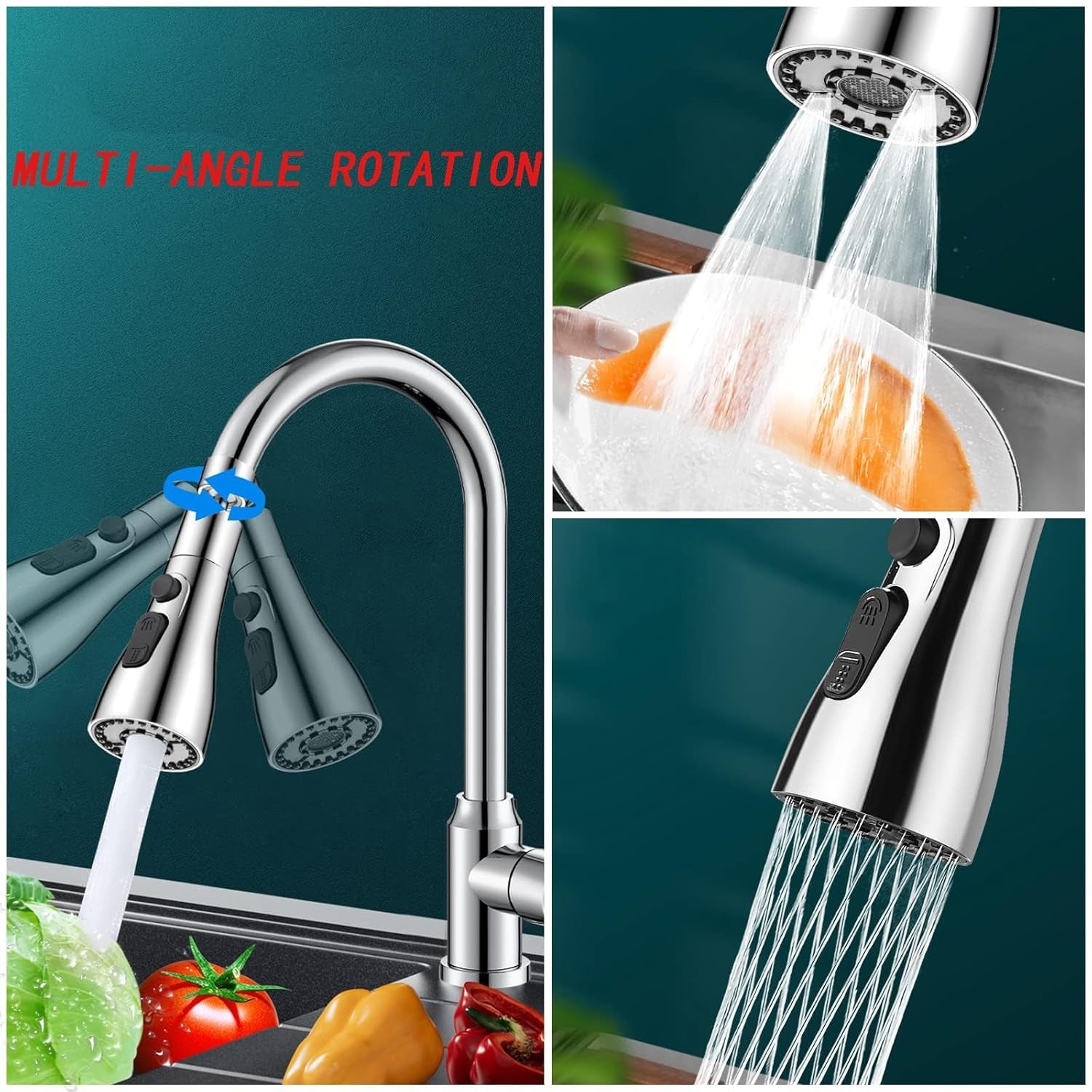 Kitchen Faucet 3-function Pull Down Sink Sprayer (1 Pc) Wukusy
