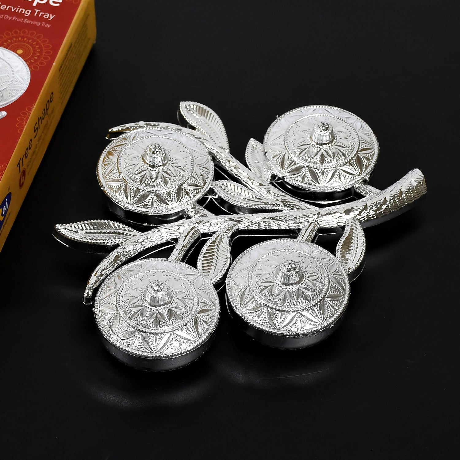 5283 Tree Shape 4 Compartment Mukhwas Dani Serving Tray For Home  Kitchen Use Wukusy