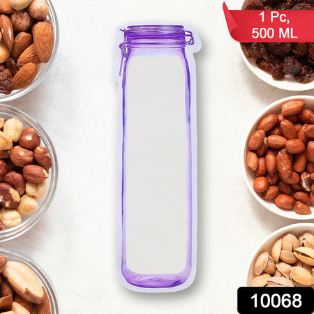 Food Storage Bag Bottles Shape Ziplock Bags Reusable (1 Pc  500 Ml) Wukusy