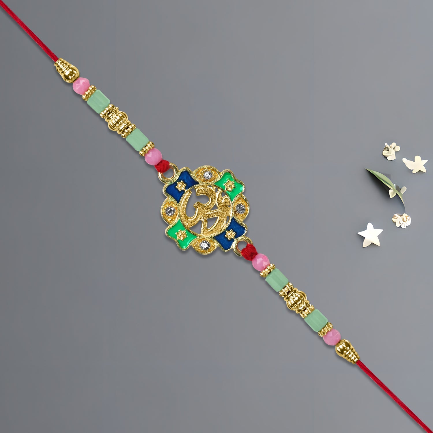Om Rakhi With Colorful Beads Wukusy