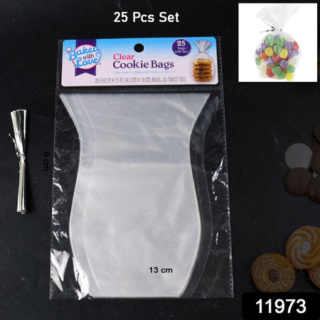 Clear Cookie Bags Gift Bag Clear Flat Treat Bags (25 Pcs Set) Wukusy