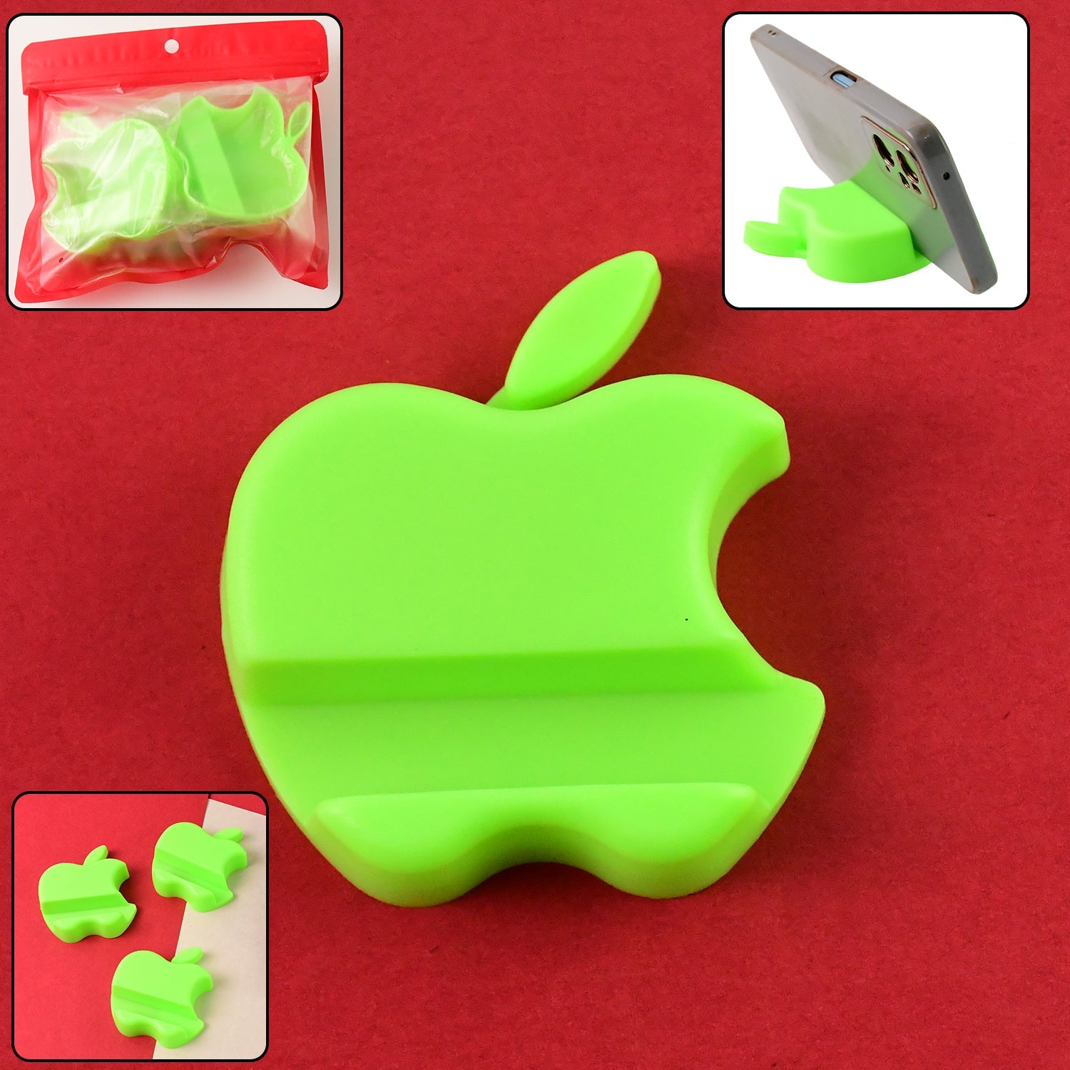 Apple-shaped Plastic Mobile Phone Holder (3 Pc  Mix Color) Wukusy