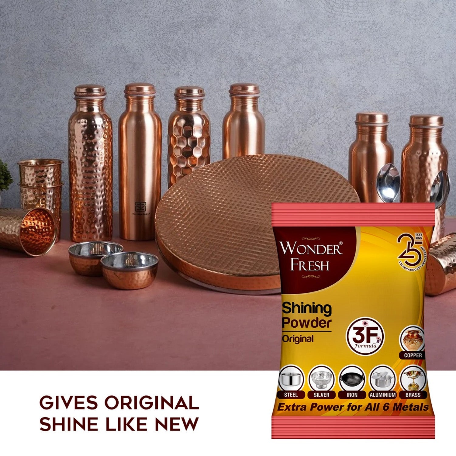 Shining Powder Cleans And Polishes Copper Brass Silver Aluminum Iron And Steel Removes Tarnish And Oxidation (200 Gm) Wukusy