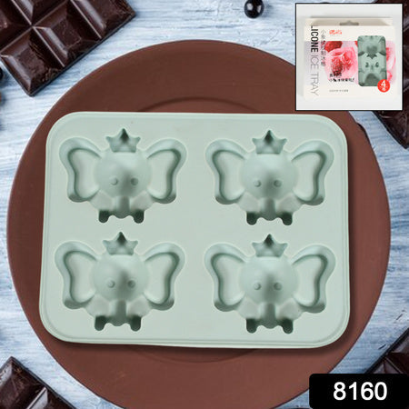 8160 Silicone Cartoon Shape 4 Grid Ice Cube Tray Ice Cube Molds Trays Small Cubes Tray For Fridge Flexible Silicon Ice Tray (1 Pc) Wukusy