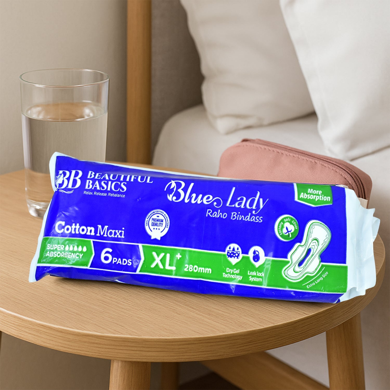 Beautiful Basics Blue Lady Sanitary Pads Xl 280mm (6 Pc) Wukusy
