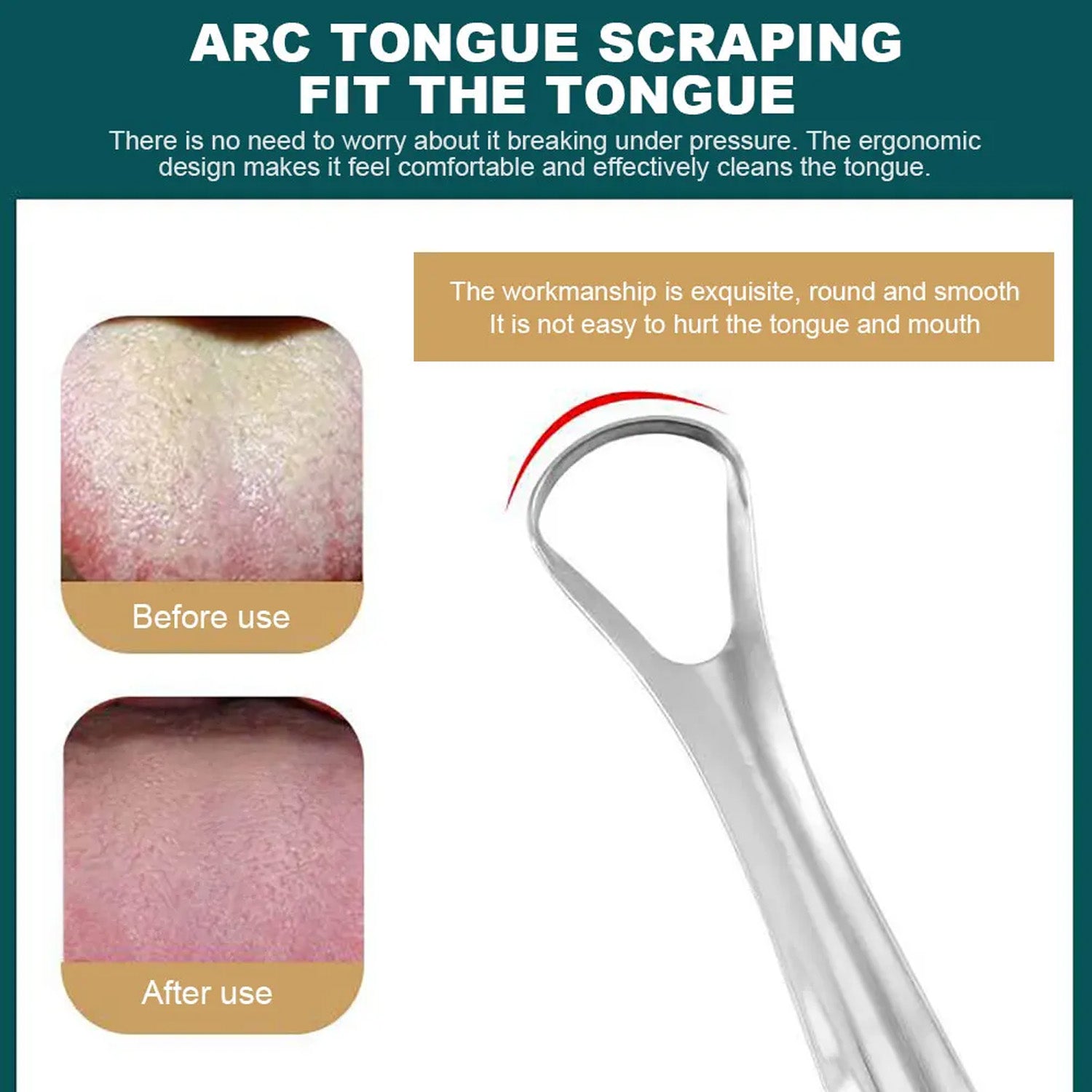 Stainless Steel Tongue Scraper Tongue Cleaners (1pc With Metal Case) Wukusy